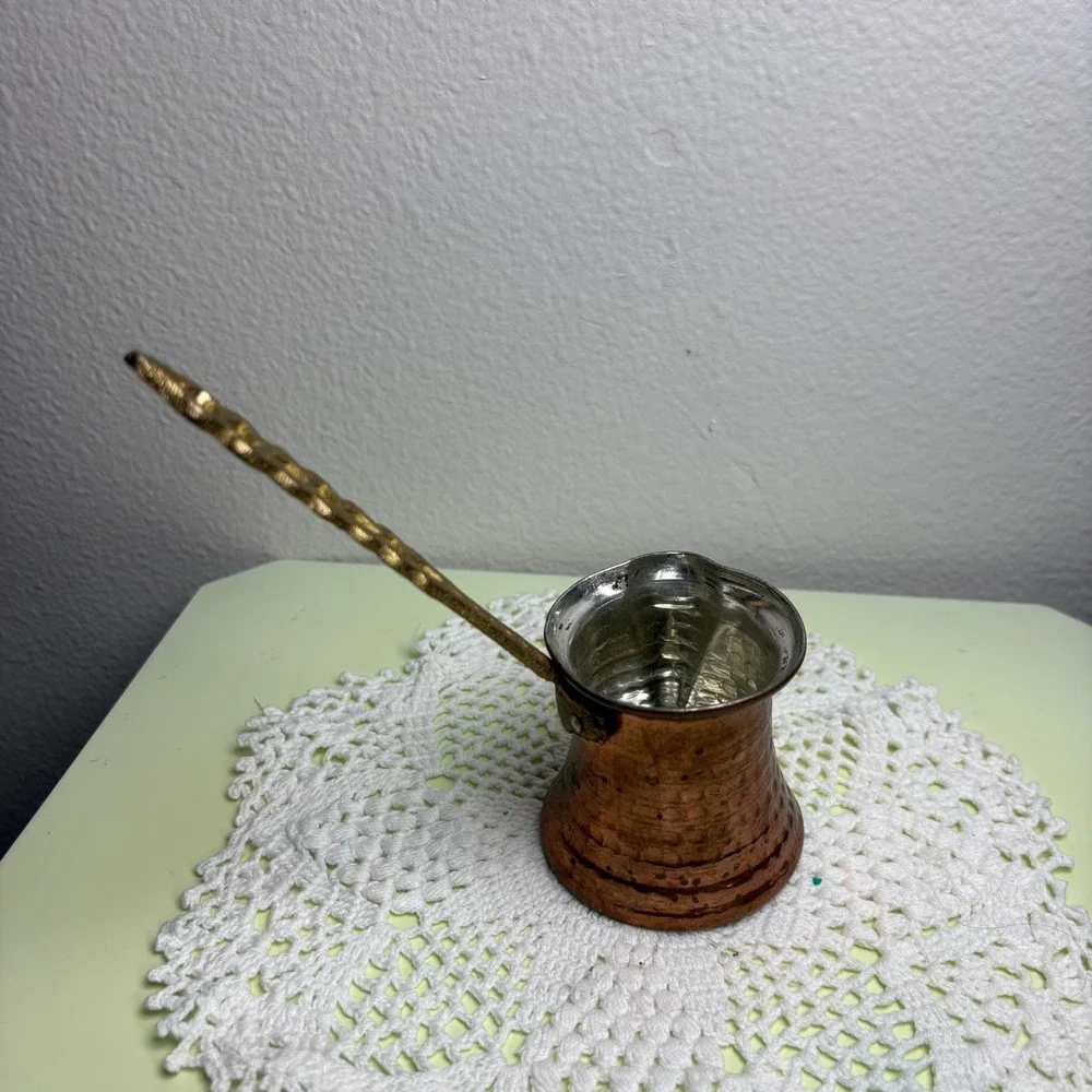 Vintage Copper Turkish Coffee Pot Cezve Ibrik Boho Hammered